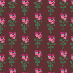Hand drawn flowers and leaves, seamless pattern. Seamless pattern with fairy flowers.