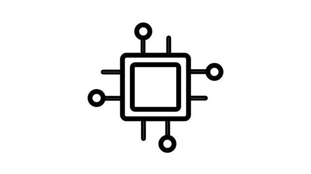 Digital microchip processor icon representing computer hardware technology, electronic circuits, and advanced engineering for innovative high-tech systems and data processing.