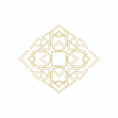 A modern luxury islamic geometric pattern illustration in gold lines, forming an intricate design on a white background. Perfect for decor, branding, and editorial designs.