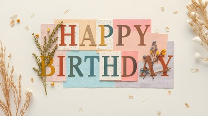 happy birthday card paper textures with simple design