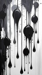 Black Ink Drip Abstract Grunge Splash Art Background