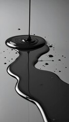 Black Paint Spill Abstract Minimalist Liquid Art