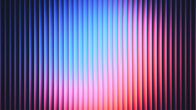 Abstract fractal glass background with circular neon gradient glowing through ribbed transparent layers. Luminous neon gradient spreads softly behind ribbed glass textures forming circular focal glow