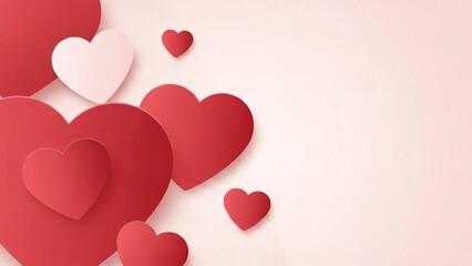 Scattered hearts in red and white