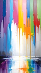 Colorful Paint Drip Splash Abstract Art on Neutral Background