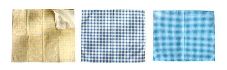 Set Three pieces of checkerboard pattern with Wrinkles, folds of placemat cloth for  background