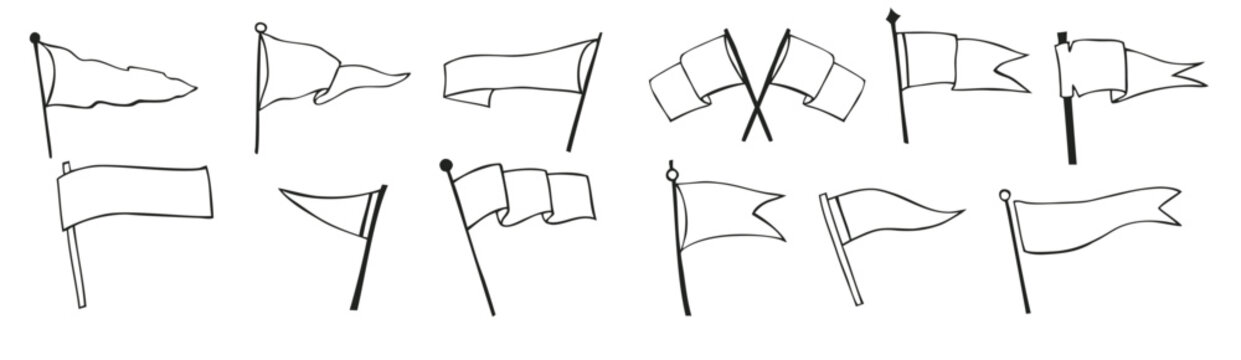 hand drawn flags monochrome labels wanderlust style pennants