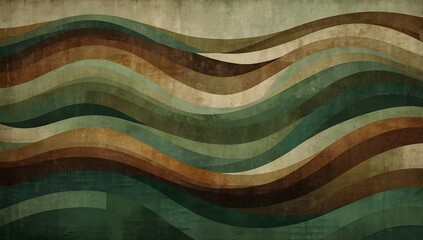 Muted green and brown abstract waves, harvest celebration theme