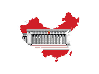 Beijing the great hall of the people at Tiananmen Square in Beijing. map