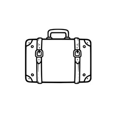 Hand-Drawn Vintage Suitcase Illustration, Black and White Minimalist Travel Luggage Vector Art Generative ai