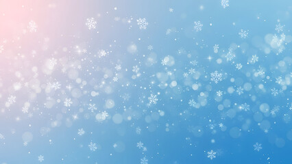 Winter snow flurry background with pastel color gradients and ethereal bokeh creating a festive