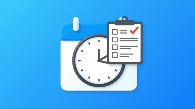 Calendar and Clock with Checklist icon