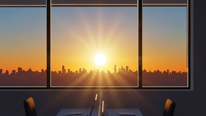 Sunrise over cityscape