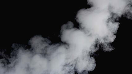 Smoke rises in a dark space creating a dynamic flow with an abstract appearance and changing forms throughout