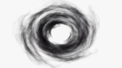 Swirling pattern of dark smoke or mist forming a circular shape in an undefined space