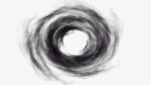 Swirling pattern of dark smoke or mist forming a circular shape in an undefined space