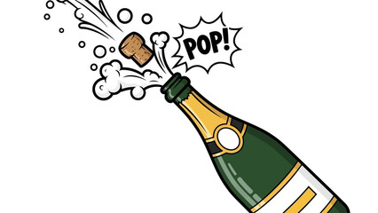 Champagne Bottle Cork Popping with Explosive Bubbles and a POP Sound Effect