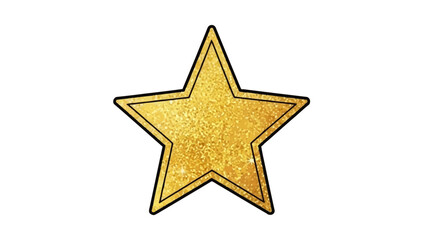 Obraz premium Golden Star Illustration Featuring a Five-Pointed Star with a Glittering Texture and Black Outline
