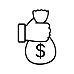 Hand giving money bag with dollar sign for payment graphic illustration