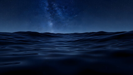 Night Ocean Waves Under Starry Sky