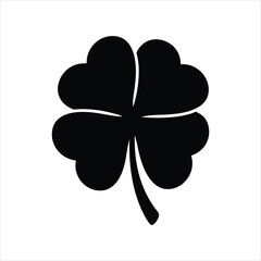 Four leaf clover icon. Black icon isolated on white background. Clover silhouette. Simple icon. Web site page and mobile app design vector element.