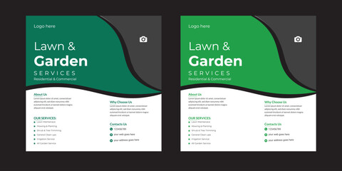 Set of editable square banner template. Social media post design. Social media banner template. Garden or Landscaping service social media post design Lawn Garden Service social media post banner desi