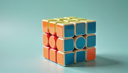 colorful puzzle cube with mixed colors on a minimalistic background representing problem-solving and creativity