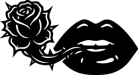 Fototapeta premium woman lips with black and white transparent smoking smoke vector silhouette of smoking lips 