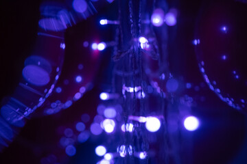 Christmas decorations, lanterns and glowing garlands with balls