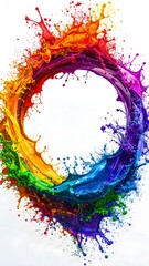 Colorful Paint Splash Circle Frame
