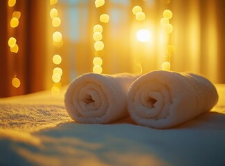 golden candle and rose petals