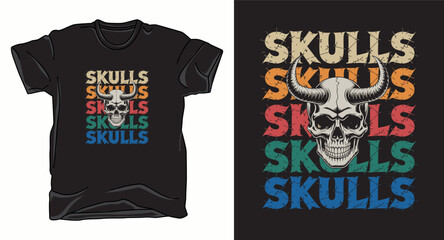 Skulls graphic vector art t-shirt design print template