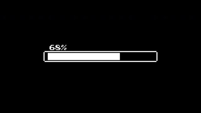 4k animation progress bar 100 percent completion loading status pixel retro suitable for indicating task completion, download status, or a fully loaded process in games and interfaces.