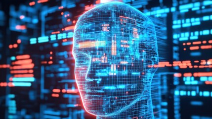 AI wisdom human interface information technology virtual head up display for background computer desktop screens.