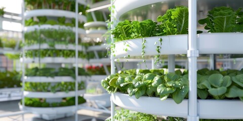 Futuristic Vertical Farming Concept with Automated Systems Inside High Tech Greenhouse for Sustainable Urban Agriculture and Smart Food Production