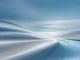 Abstract Blue and White Swirling Waves and Curves, Smooth Flowing Lines, Digital Art Background with Soft Light, Modern and Serene