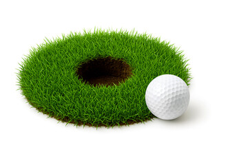 Golf practice accuracy concept with white ball and clean turf design