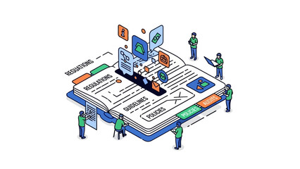 Team Working on Large Computer System.