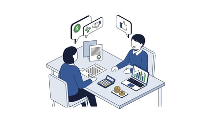 Two People Working on Computers Together.