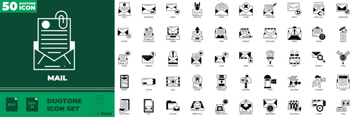 Mail Duotone Editable Icons set