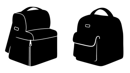 Black Backpack Illustration Front and Back View.