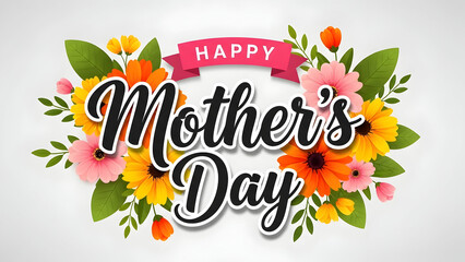 Obraz premium Happy mother's day wishes greeting card with beautiful flowers