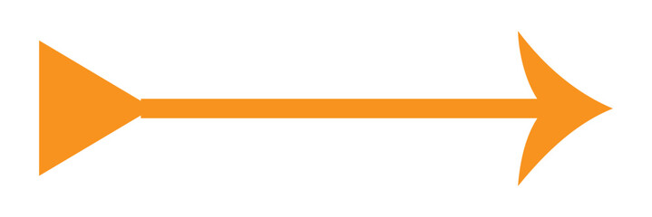 Orange directional arrow icon isolated on white background, flat vector style. © Soumyajit