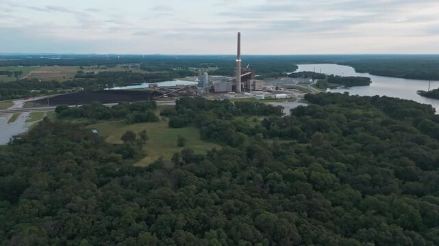 Aerial View Of Flint Creek Power Station Next To Flint Creek Lake Near Gentry, Arkansas.
