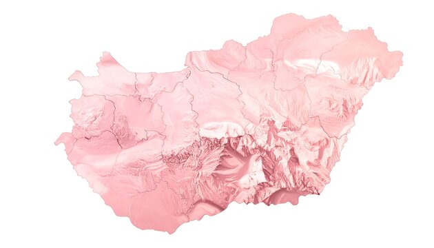 Detailed Topographic Map of Hungary in Pink Hues. - Powered by Adobe