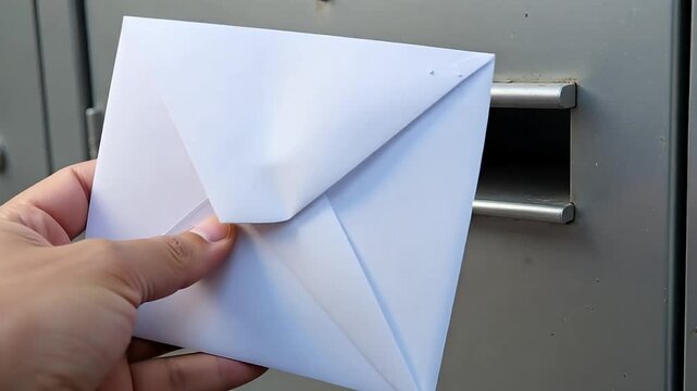 Hand putting letter in mailbox for mailing