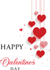 Happy Valentine's day text, hand lettering typography poster on red gradient background. Vector illustration. Romantic quote postcard, card, invitation, banner template
