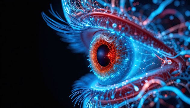 Illuminated biological structure represents advanced visual perception and digital interface technology - Powered by Adobe