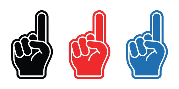 Number one foam hand gesture vector, sports fan illustration representing support