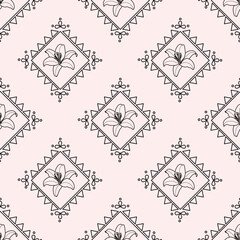 Seamless Floral Line Art Pattern